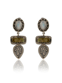 Rainbow Moonstone and Labradorite Signature Earrings view 1