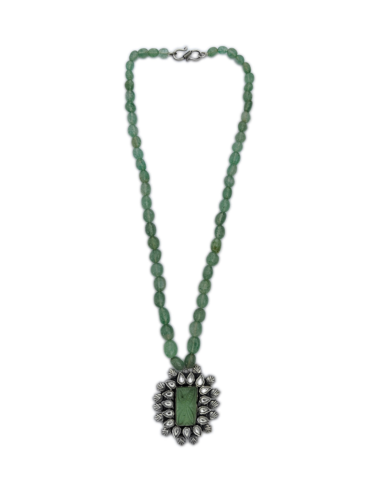 925 Sterling Silver Two Tone 22K Gold Plated Green Strawberry Beaded Necklace With Green Gemstone and White Crystal view 6