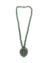 925 Sterling Silver Two Tone 22K Gold Plated Green Strawberry Beaded Necklace With Green Gemstone and White Crystal view 6
