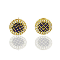 925 Silver Gold Plated Button Shaped Stud Earrings view 3