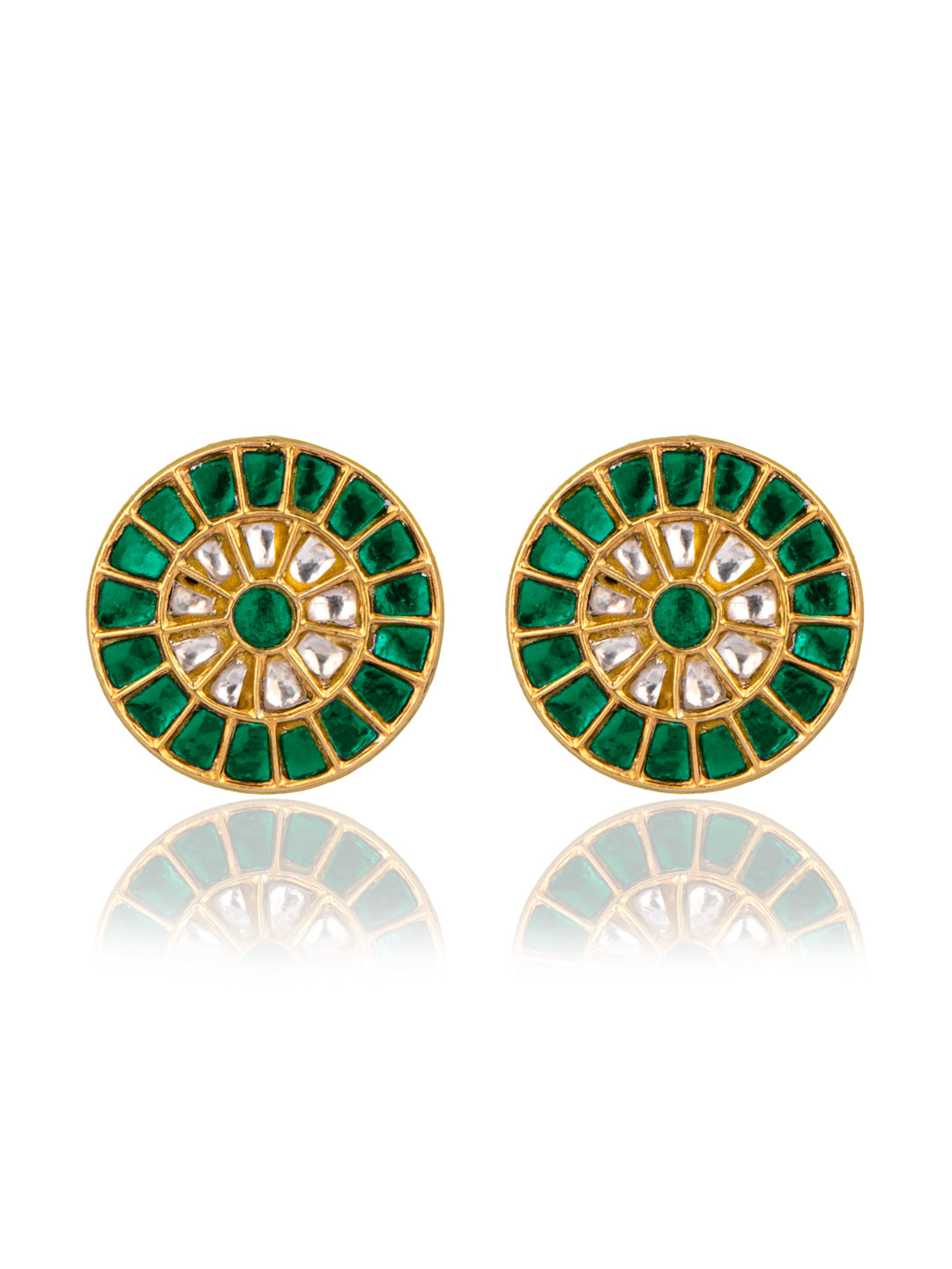925 Sterling Silver Gold Plated Kundan Studs view 1