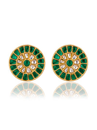 925 Sterling Silver Gold Plated Kundan Studs view 1