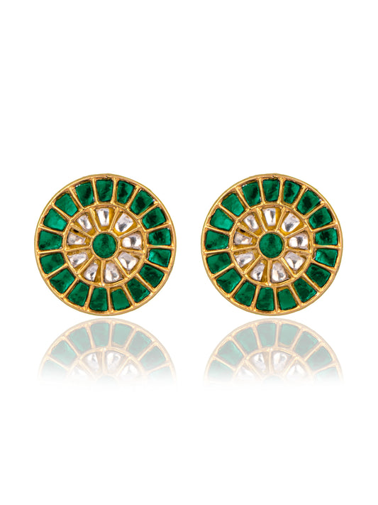 925 Sterling Silver Gold Plated Kundan Studs