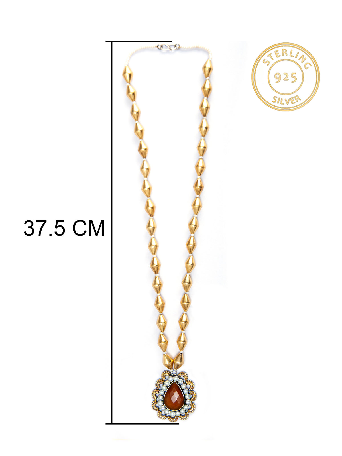 925 Sterling Silver Beaded Necklace with Carnelian view 4