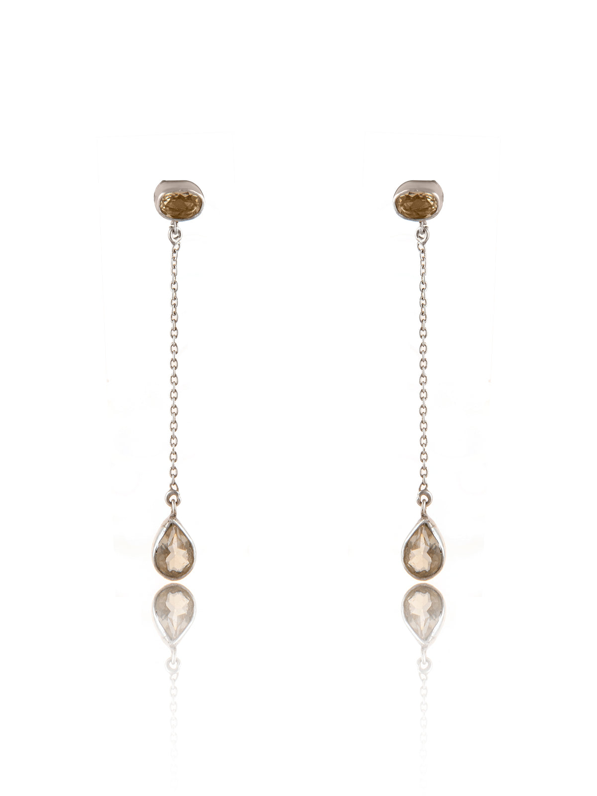 925 Sterling Silver Long Earrings with Peridot and Citrine view 3
