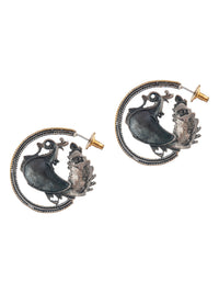 925 Sterling Silver Two Tone Hen Earrings view 5
