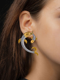 Two Toned Twin Fish Earrings view 2