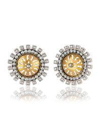 White Kundan Studs with Pearl view 1
