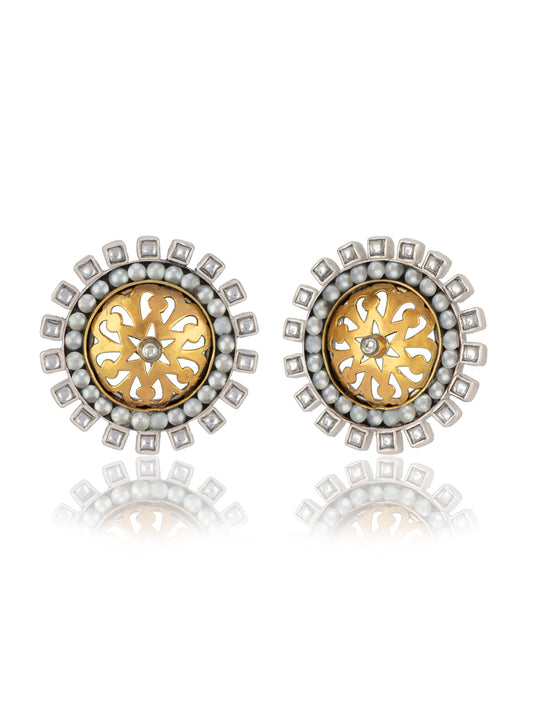White Kundan Studs with Pearl