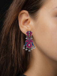 Lotus Multicolor Kundan Earrings view 2