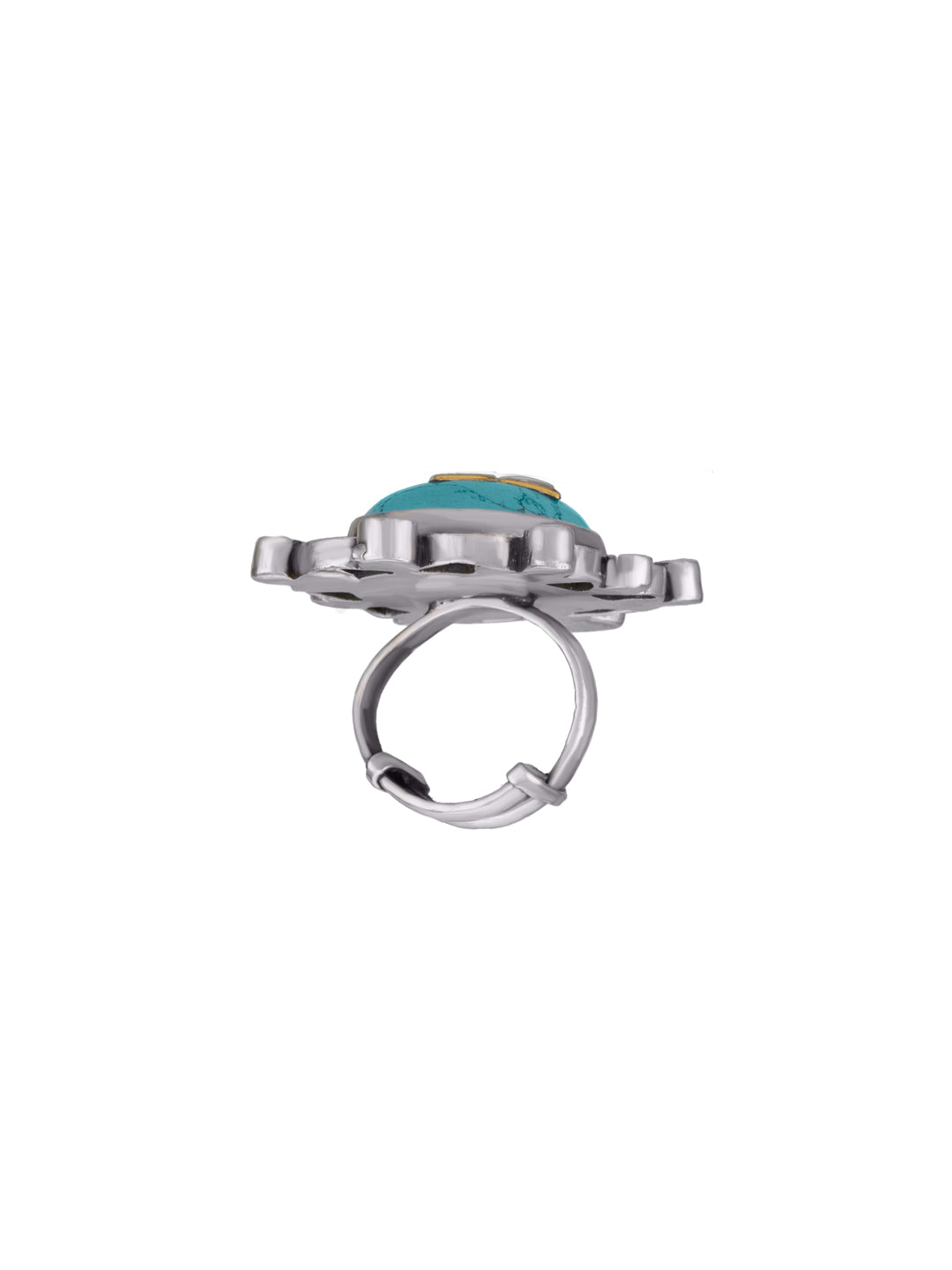 Kundan Turquoise Adjustable Ring view 2
