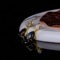 925 Silver Gold Plated Tear-Drop Earrings view 1