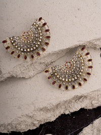 925 Sterling Silver Gold Plated Ruby Earringss/Ear Cuffs view 3