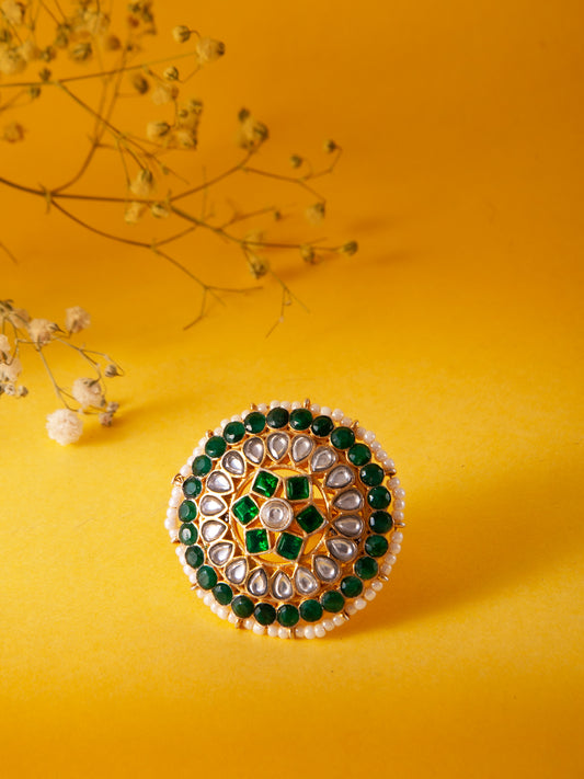 Svarnam Round Kundan Ring