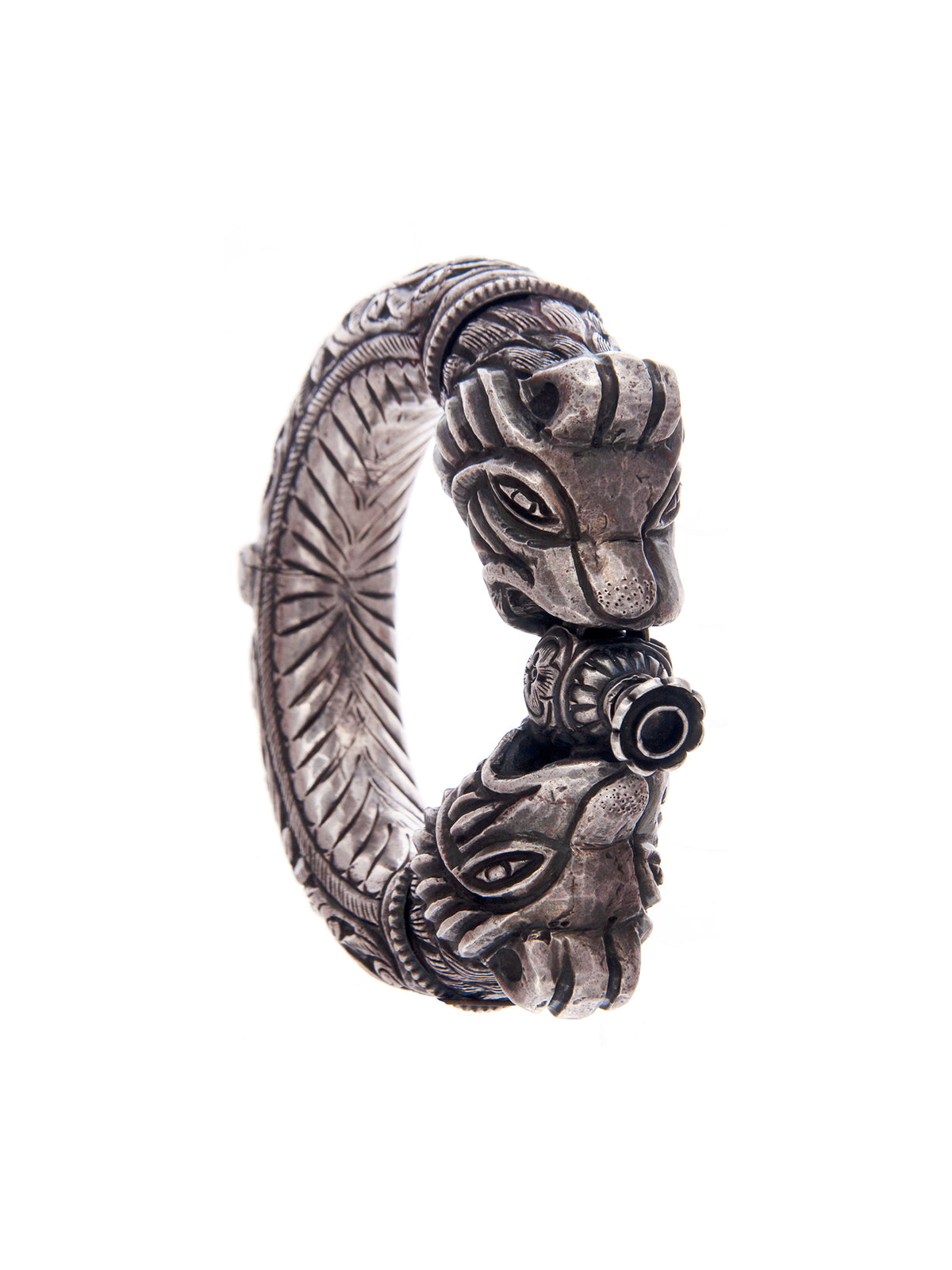Silver Statement Lion Openable Bangle view 4