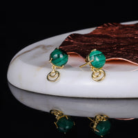 925 Silver Studs with Green Malachite Gemstone view 1