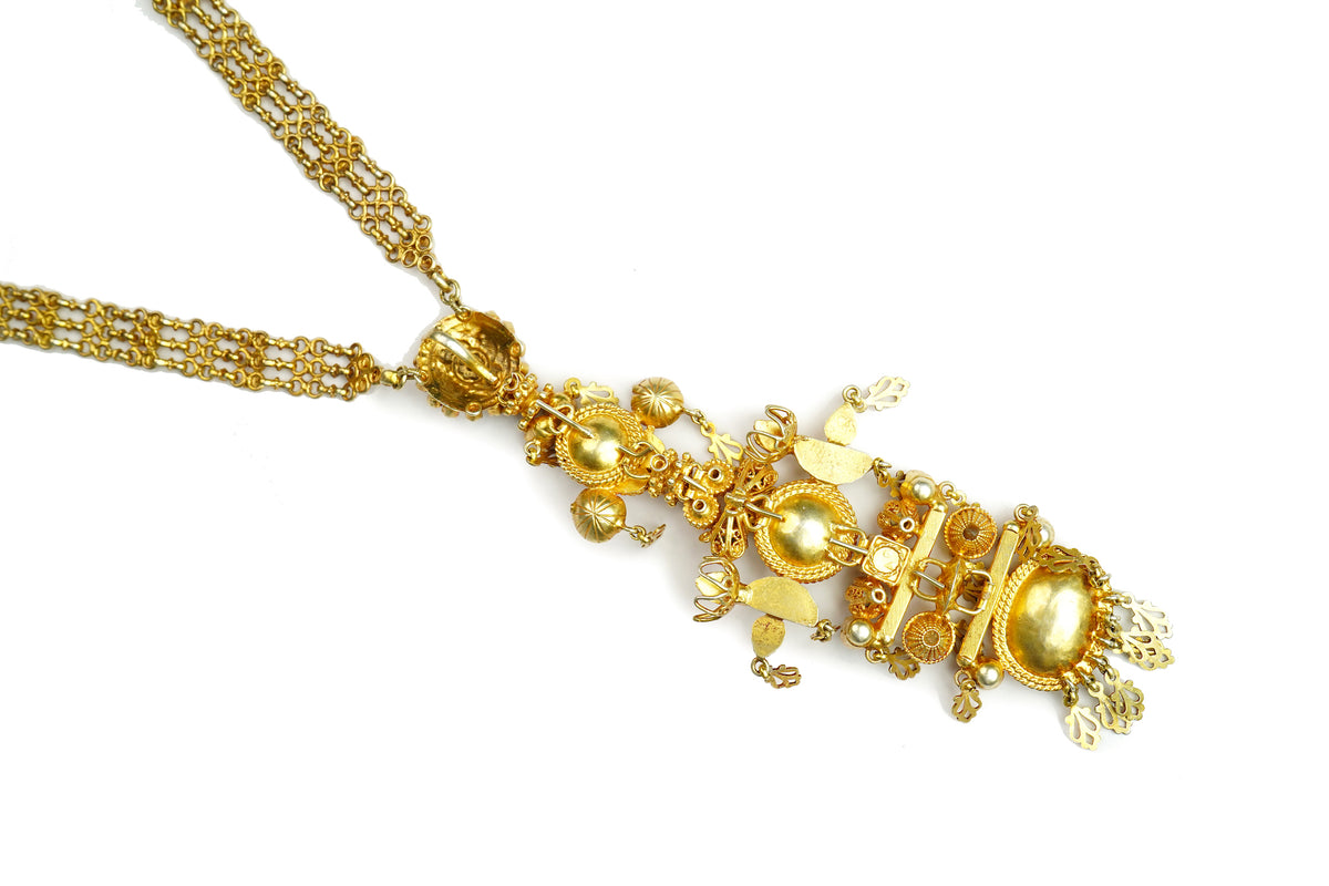 925 Silver Gold Plated Multicolor Kundan Necklace view 4