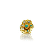 Silver Gold Plated Modern Ring with Turquoise and Kundan view 3