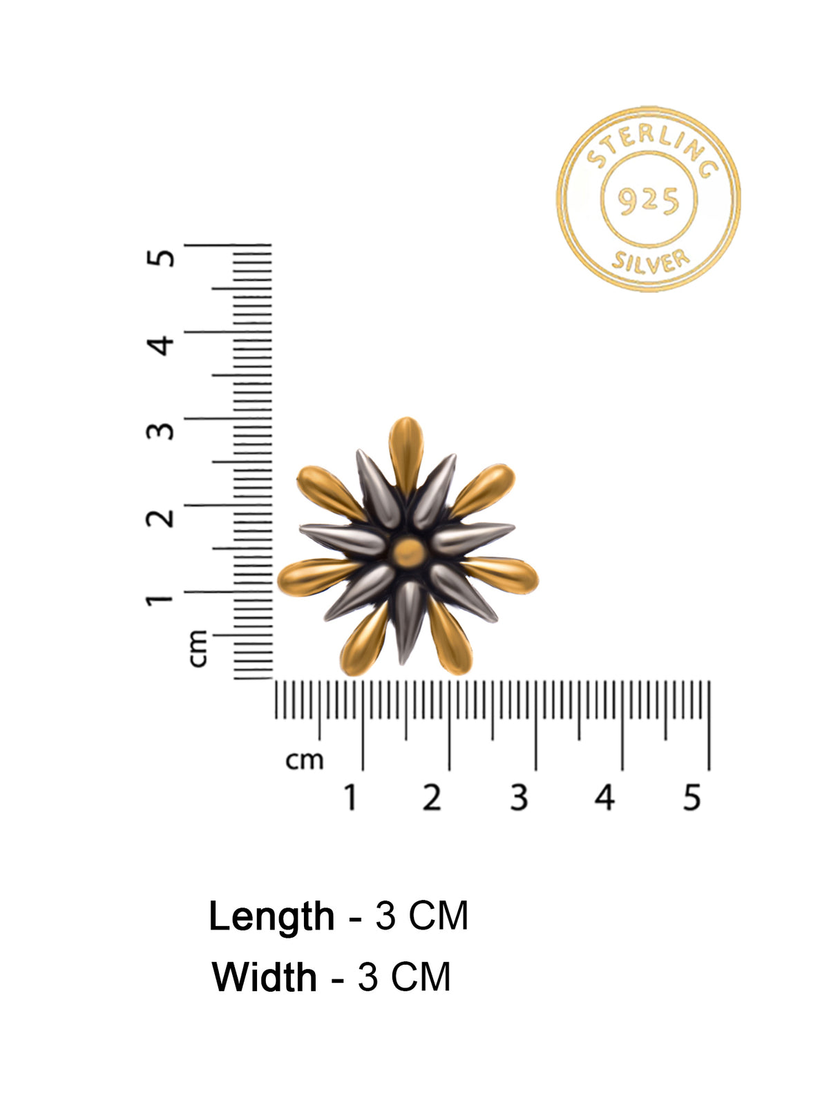 925 Sterling Silver Two Tone 22K Gold Earring view 6