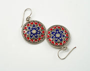 Navy Blue and Red Meenakari Dangler Earrings - Neeta Boochra Jewellery