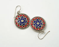 Navy Blue and Red Meenakari Dangler Earrings view 3