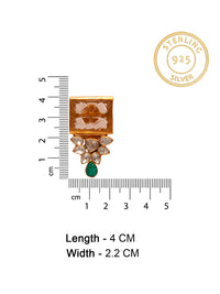 Svarnam Moissanite Orange Carved Stone Studs view 5