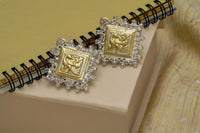 925 Silver Two Tone Peacock Earrings with Crystal Checkers view 1