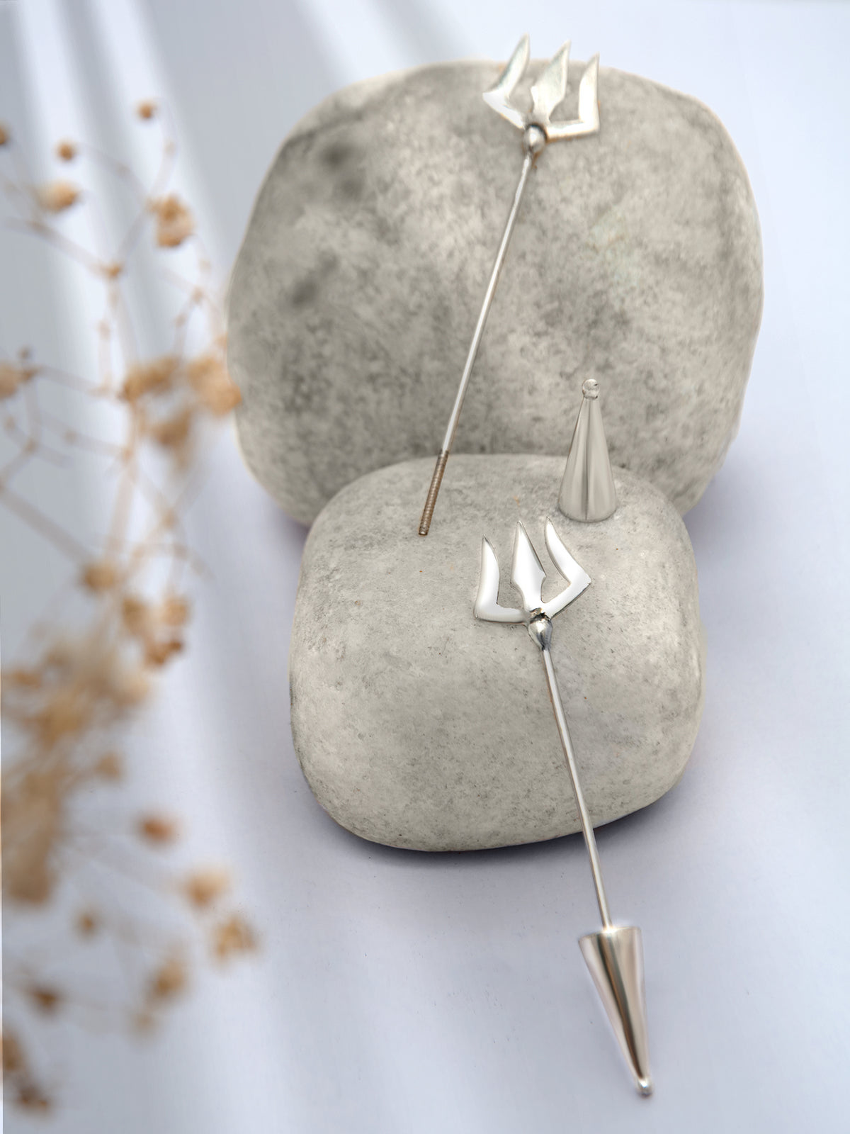 Silver Trishul Earrings view 1