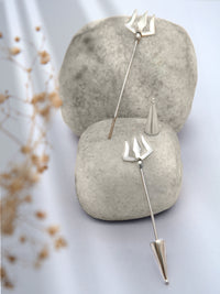 Silver Trishul Earrings view 1