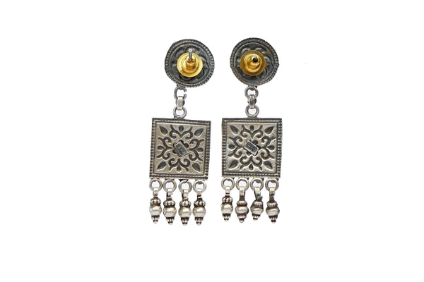 Silver Two-Toned Chitai Tribal Earrings alternate