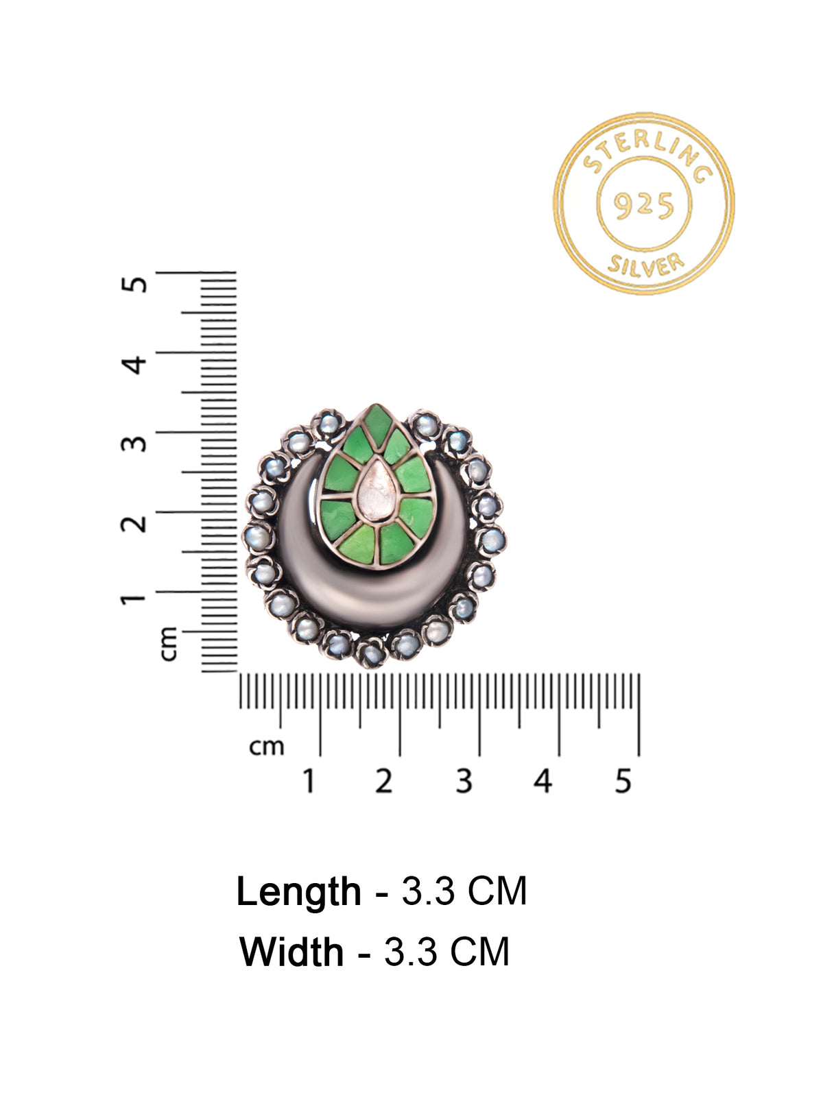 Silver Green White Kundan Studs view 5