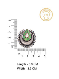 Silver Green White Kundan Studs view 5