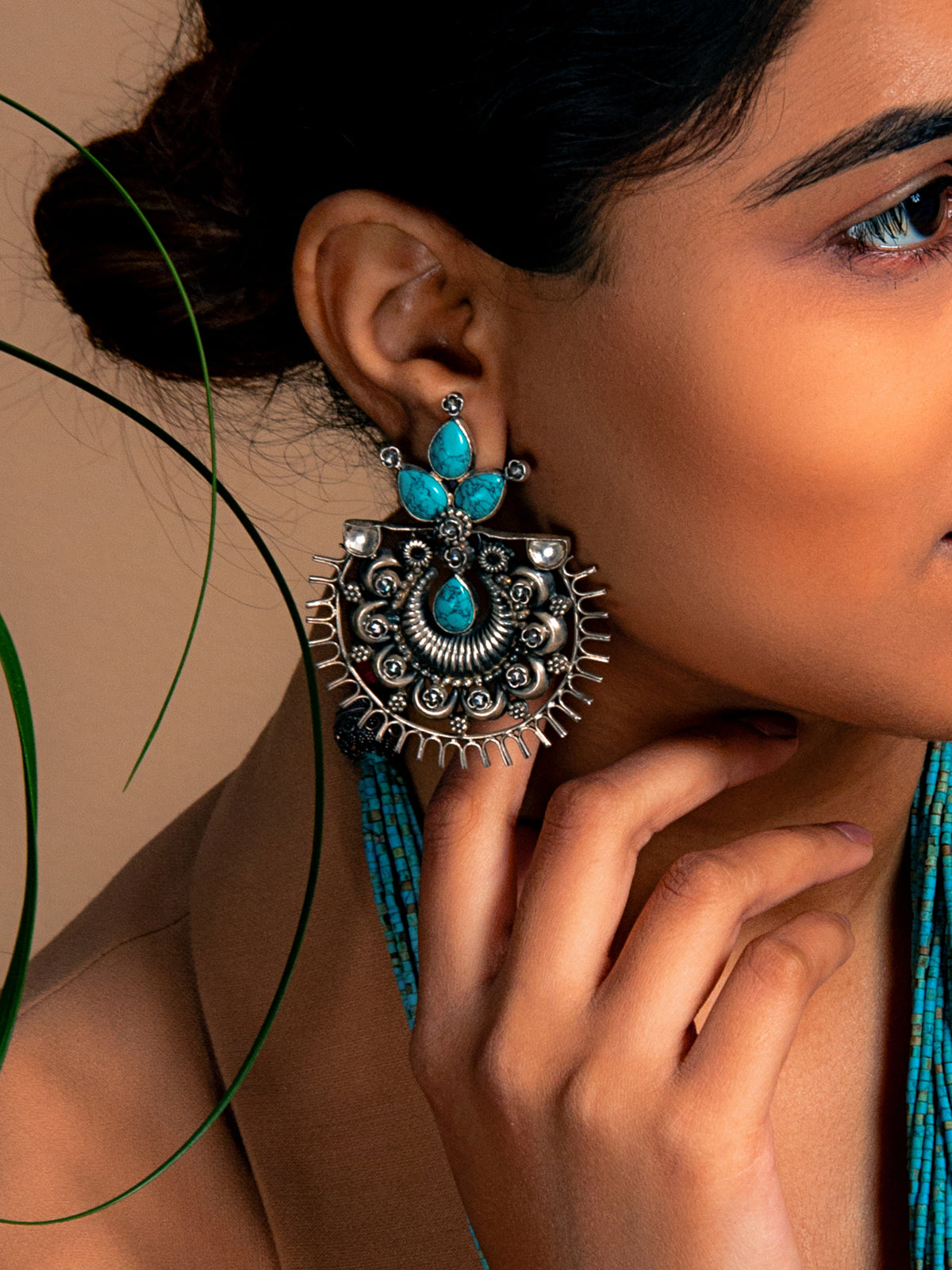 Silver Earrings with Turquoise view 2
