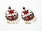Red Stone Crescent Earrings - Neeta Boochra Jewellery