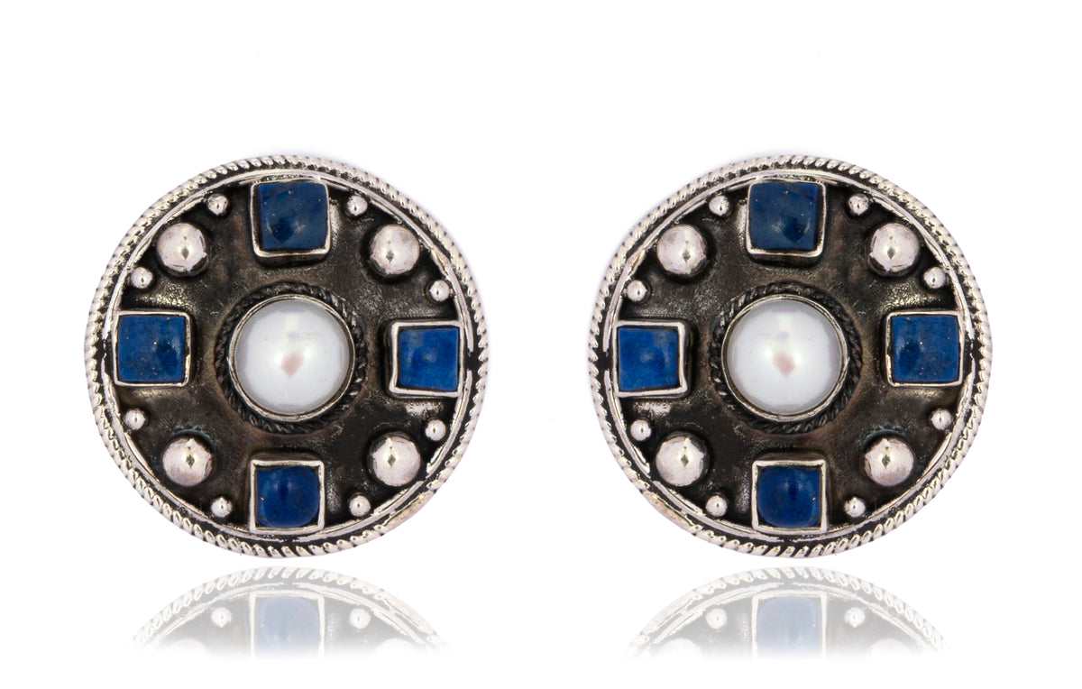925 Sterling Silver Studs with Blue Lapis view 1