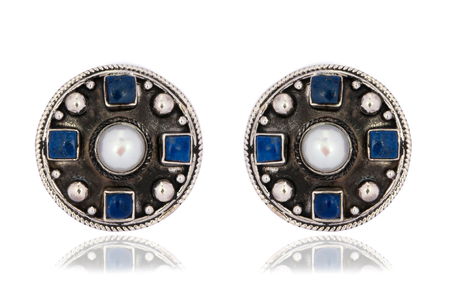 925 Sterling Silver Studs with Blue Lapis