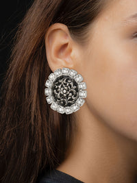 925 Sterling Silver Chitai Kundan Studs view 3