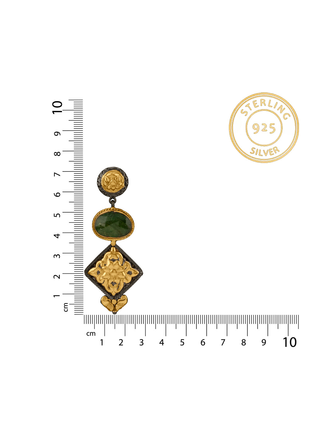 NB Signature Green Sapphire Dual Tone Chitai Earrings view 4