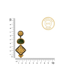 NB Signature Green Sapphire Dual Tone Chitai Earrings view 4